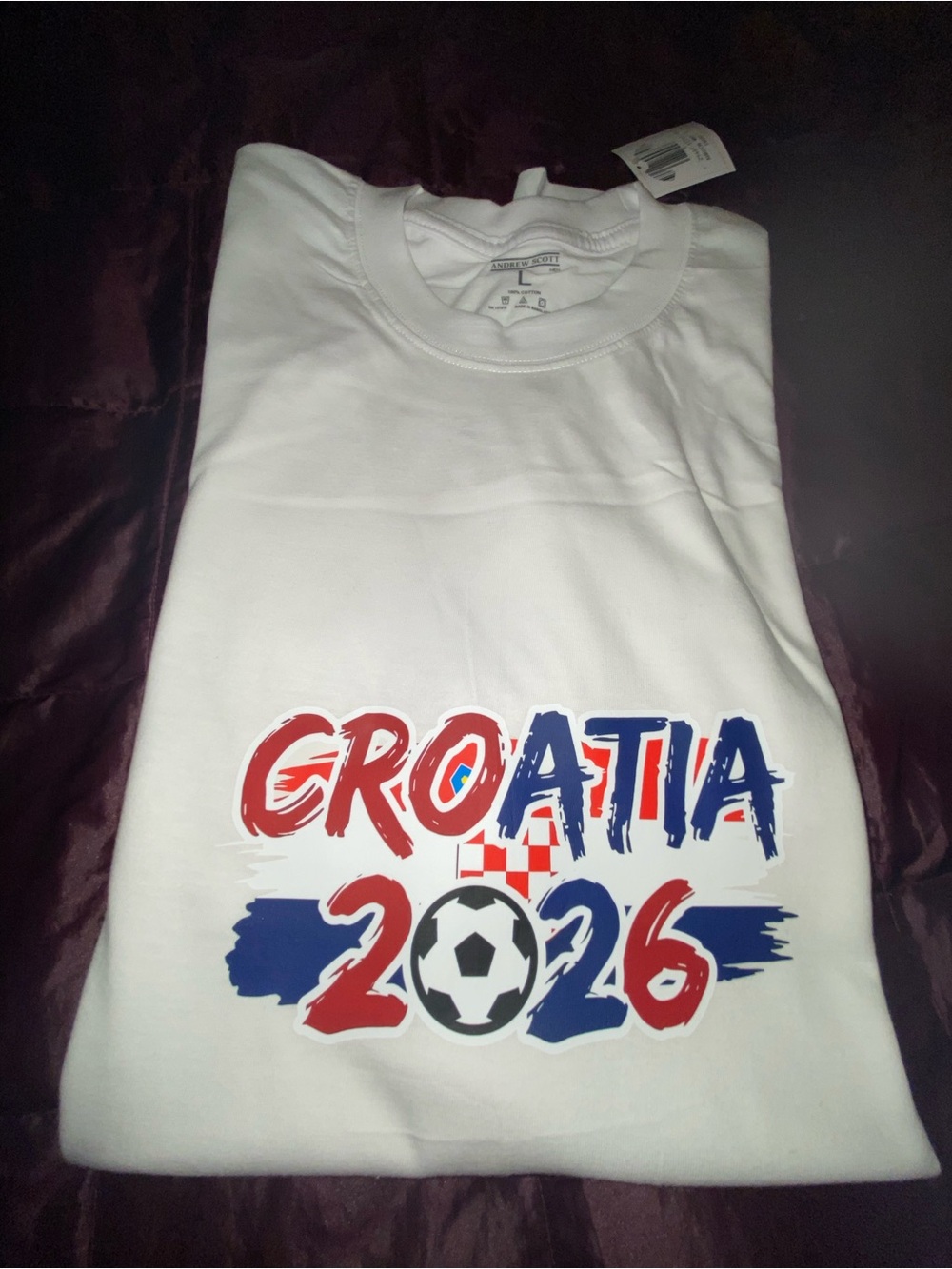 Croatia 2026  soccer World Cup White Graphic Tee L unisex